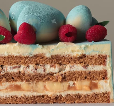 Cross-section of Banana Caramel cake