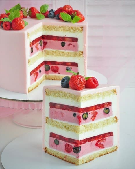 Cross-section of Berry-Yogurt cake