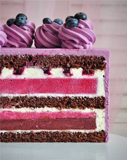 Cross-section of Chocolate-Black Currant cake