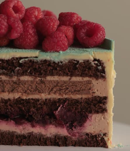 Cross-section of Chocolate Black Forest cake