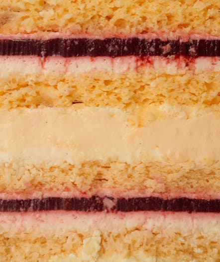 Cross-section of Coconut Cherry cake