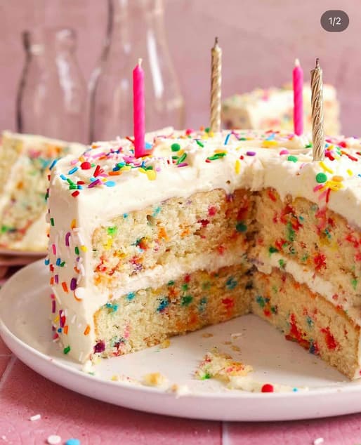 Cross-section of Funfetti cake