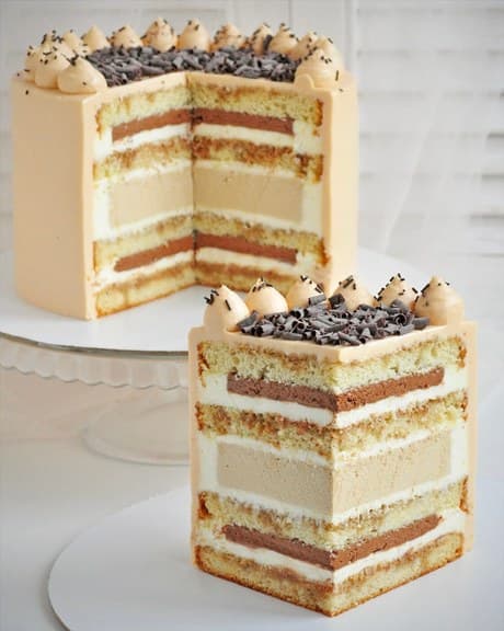 Cross-section of Tiramisu cake
