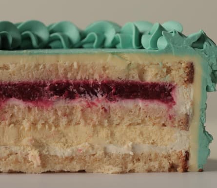 Cross-section of Vanilla-Berry cake